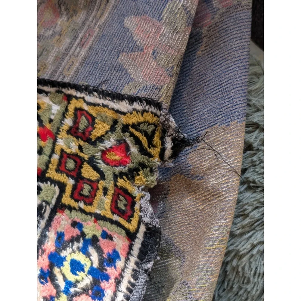 Velvet Peacock Tapestry Large 6x4 Wall Hanging Fringe Boho Cottagecore Vintage
